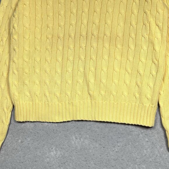 Polo Ralph Lauren Sweater Womens XL X-Large Yellow Cotton Cable Knit Crew Neck - Picture 4 of 12